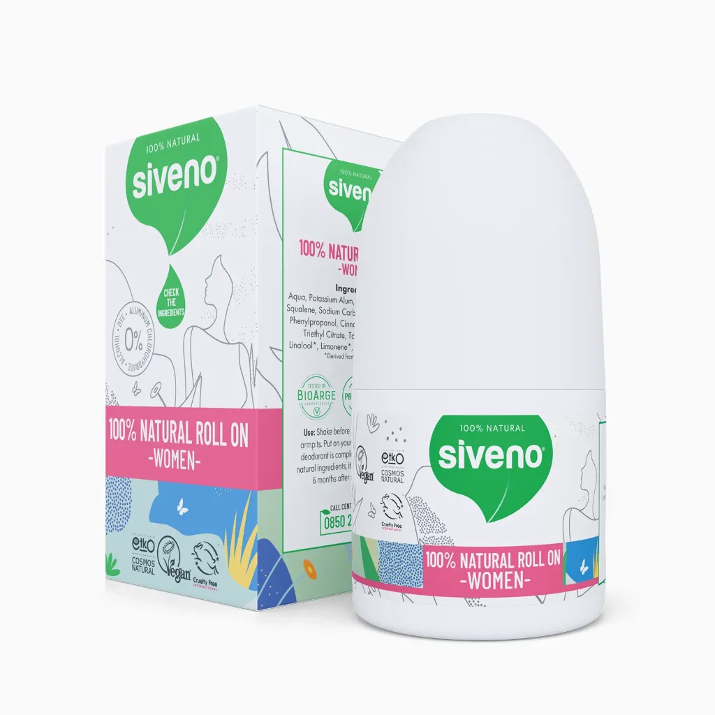 Siveno Doğal Roll-On Kadın Deodorant, Bitkisel Vegan, 50 ml