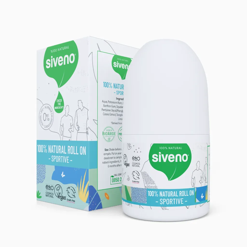 [GY-K3GM-ZZJU] Siveno Doğal Roll-On Sportif Deodorant, Bitkisel Vegan, 50 ml