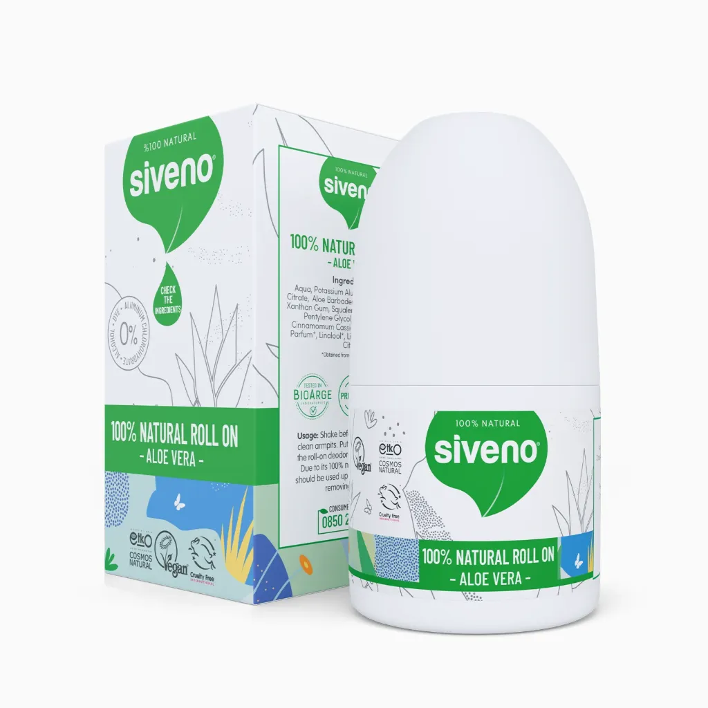 Siveno Vegan Natuurlijke Aloë Vera Roll-On Deodorant, Vegan Kruidenformule, 50 ml