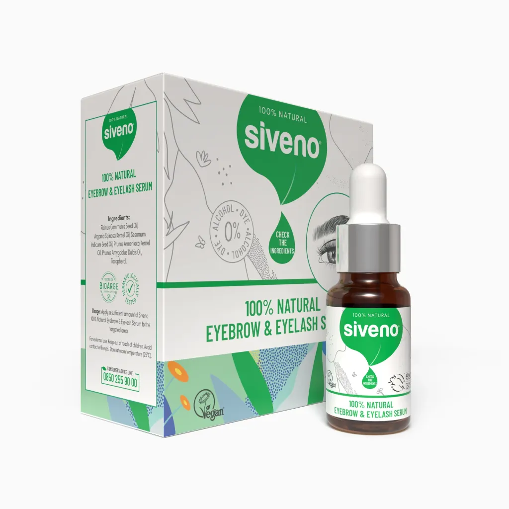 Siveno Doğal Kaş ve Kirpik Serumu Bitkisel Yoğunlaştırıcı Canlandırıcı Vegan 10ml