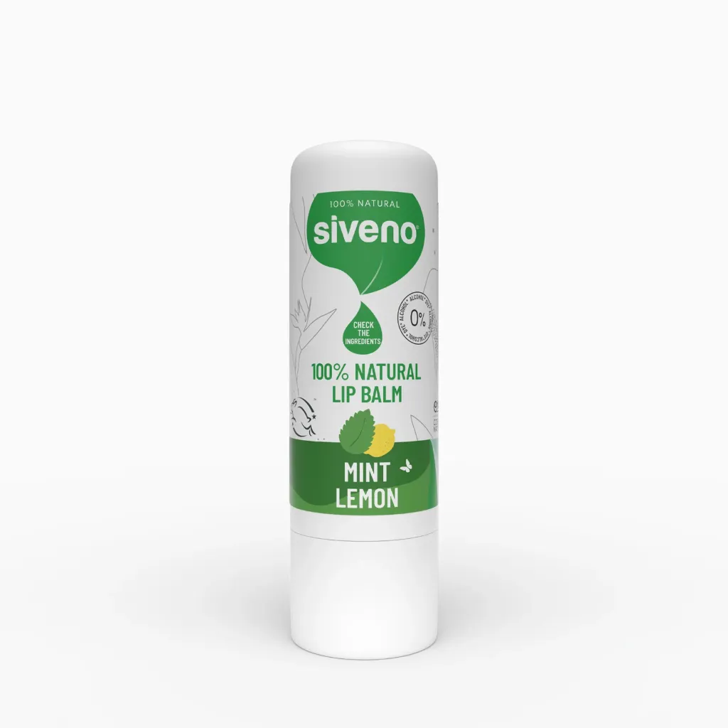 [MSIV-000101] Siveno Natural Lip Care Balm, Mint & Lemon, Moisturizing & Glossy, 6 g