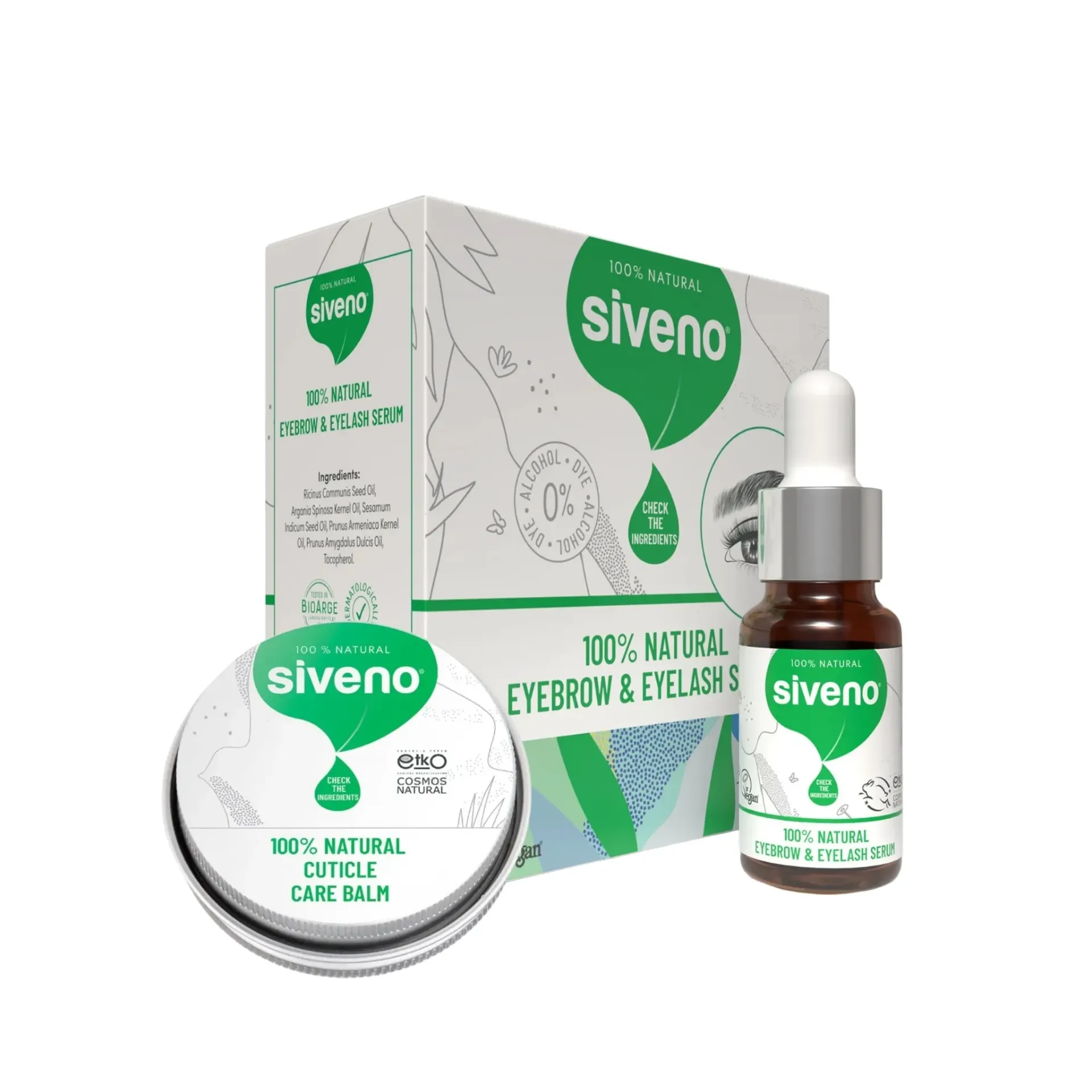 [SIV-BEAUTY-MIX-2PCS] Siveno Beauty Care Set, Eyebrow & Eyelash Serum - Nail Care Cream 2 Pack